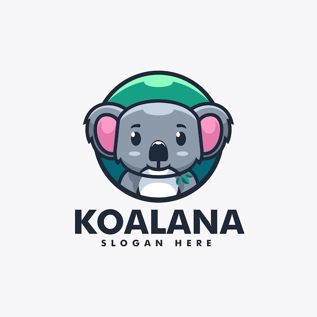 Vector Logo Illustration Koala Mascot Cartoon Style