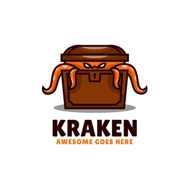 Vector logo illustration kraken mascot cartoon style