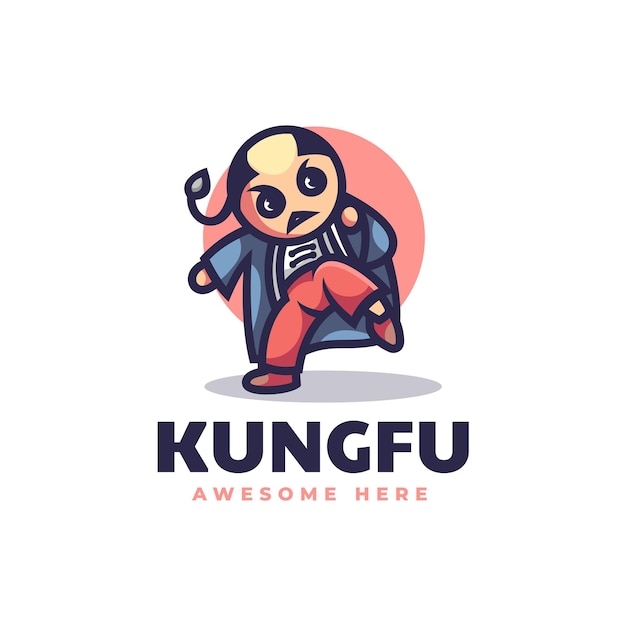 Illustrazione di logo di vettore stile del fumetto della mascotte di kungfu