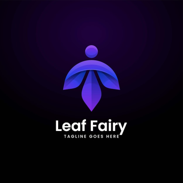 Vector logo illustration leaf fairy gradient colorful style