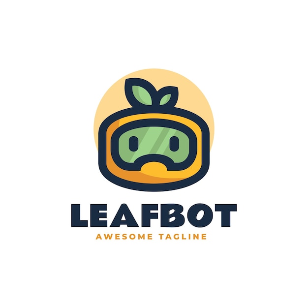 Векторная иллюстрация логотипа Leaf Robot Simple Mascot Style