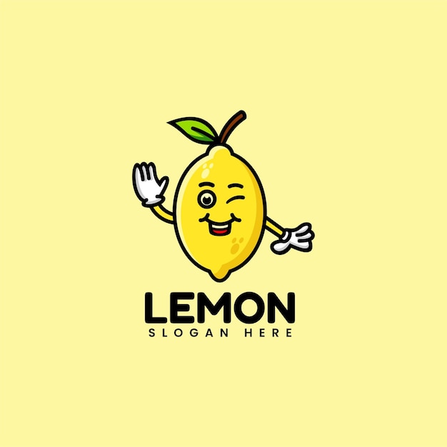 Vector logo illustration lemon mascot cartoon style