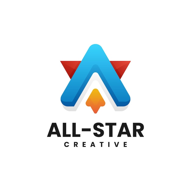 Vector logo illustration letter a star gradient colorful style