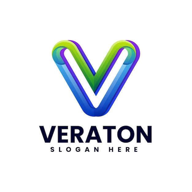 Vector Logo Illustration Letter V Gradient Colorful Style