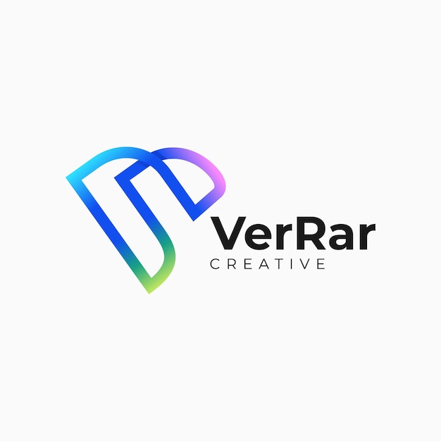 Vector Logo Illustration Letter V Gradient Line Art Style