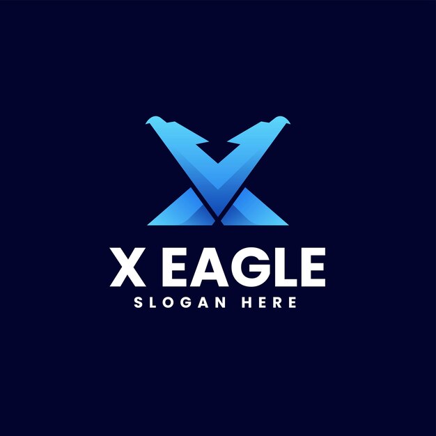 Vector Logo Illustration Letter X Eagle Gradient Colorful Style