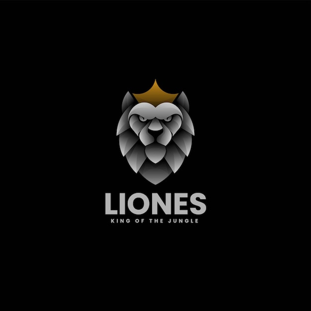 Illustrazione di logo di vettore stile variopinto di gradiente del leone