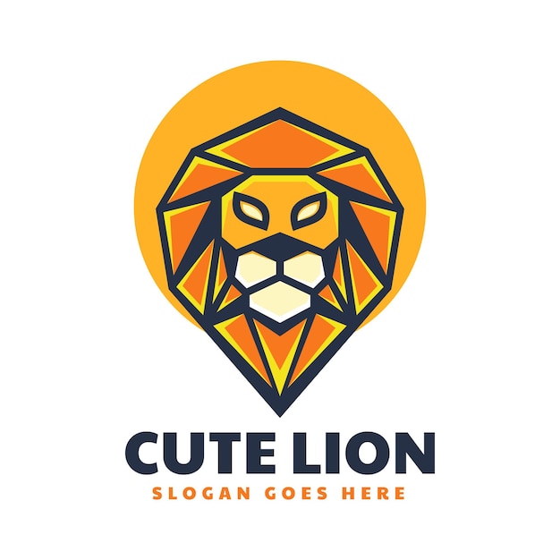 Vector logo illustration lion simple mascot style