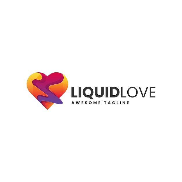 Vector Logo Illustration Liquid Love Gradient Colorful Style