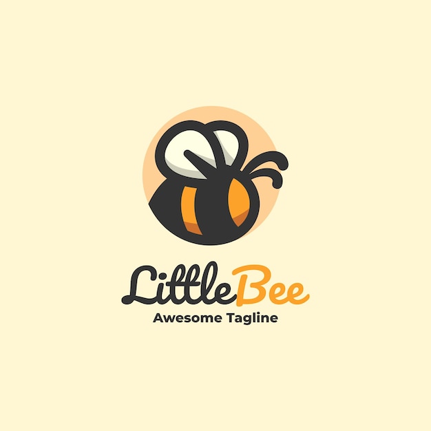 Vector Logo Illustration Little Bee Simple Mascot Style