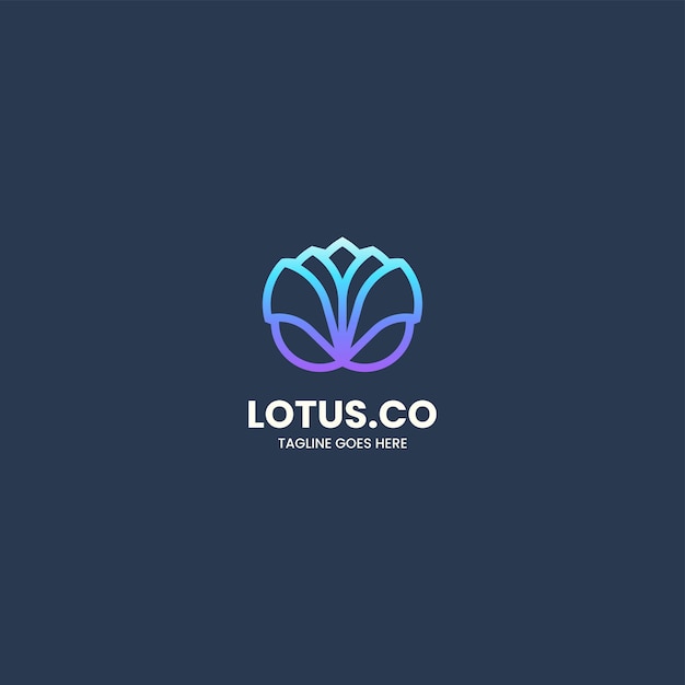 Vector Logo Illustration Lotus Line Art Gradient Style