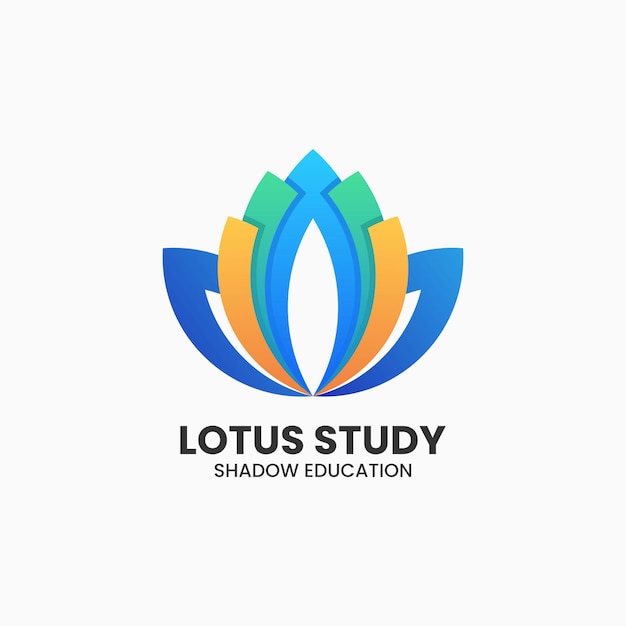 Vector logo illustration lotus study gradient colorful style