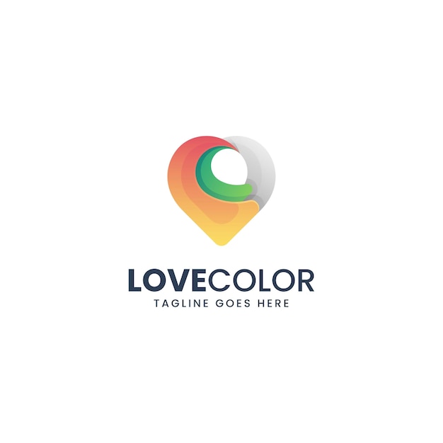 Illustrazione del logo vettoriale stile colorato con gradiente di colore di amore