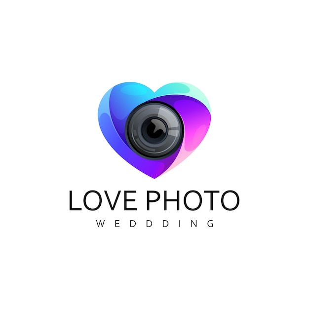 Vector logo illustration love photo gradient colorful style