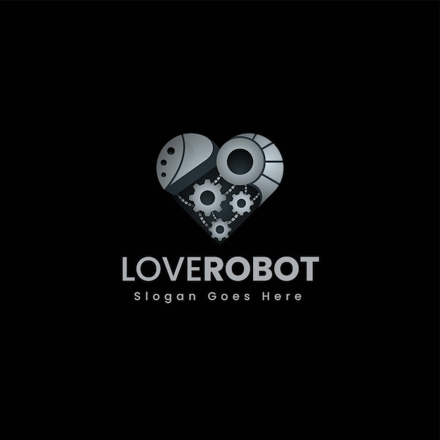 Vector Logo Illustration Love Robot Gradient Colorful Style