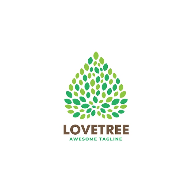 Vector Logo Illustration Love Tree Color Mascot Style