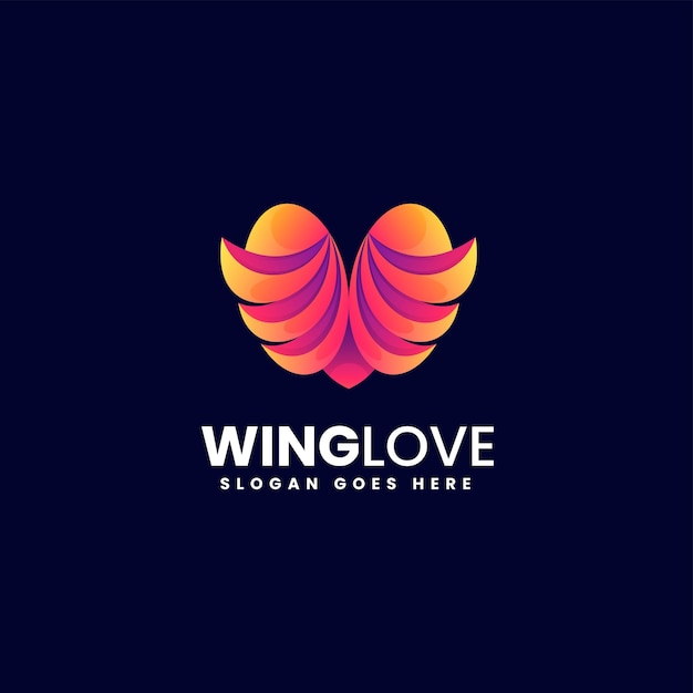 Vector Logo Illustration Love Wing Colorful Style