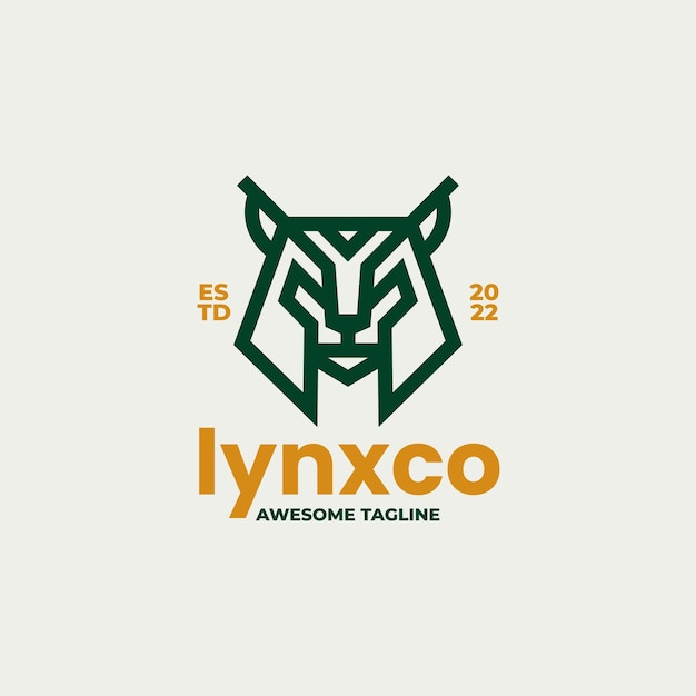 Vector Logo Illustration Lynx Line Art Style