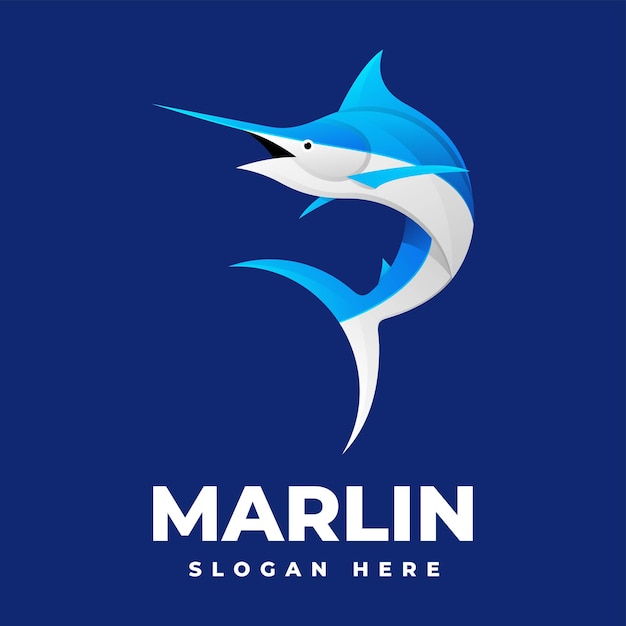 Vector logo illustration marlin gradient colorful style.