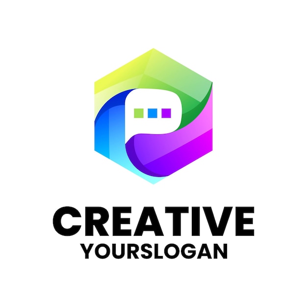 Vector logo illustration massage gradient colorful