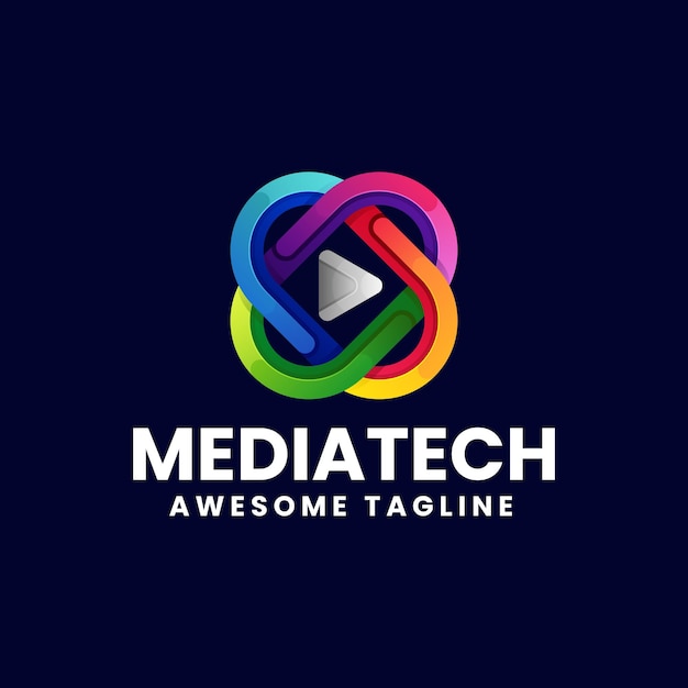 Vettore vector logo illustrazione media tech gradiente stile colorato