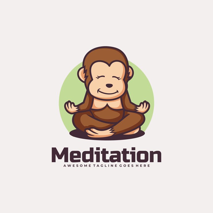Vector vector logo illustration meditation mascot cartoon style