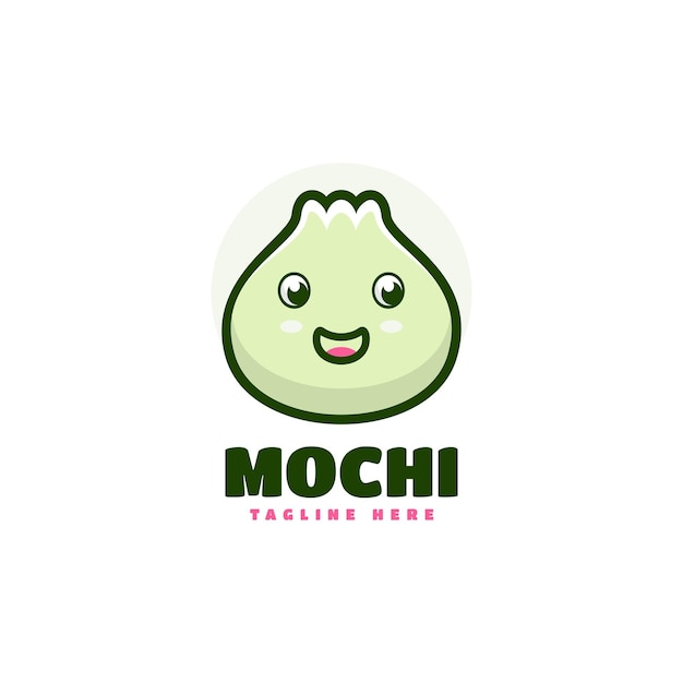 Vector Logo Illustration Mochi Mascot Cartoon Style