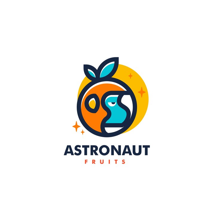 Vector Logo Illustration Monkey Astronaut Mascot Cartoon Style.