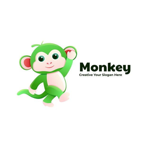 Vector logo illustration monkey cartoon style