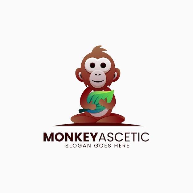 Vector Logo Illustration Monkey Gradient Colorful Style