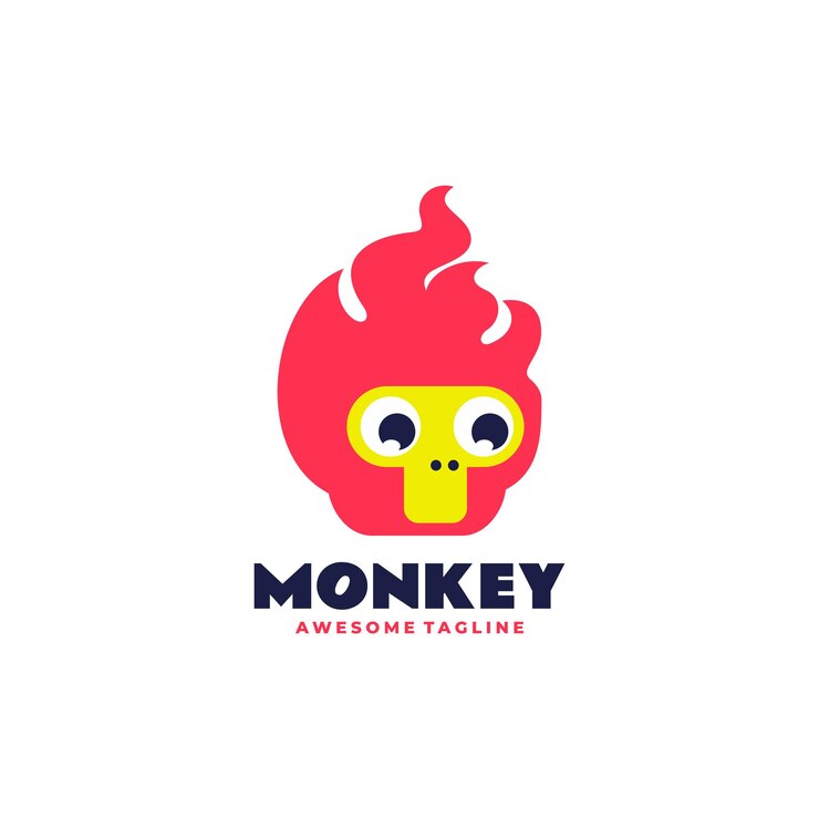 Vector Logo Illustration Monkey King Mascot Cartoon Style