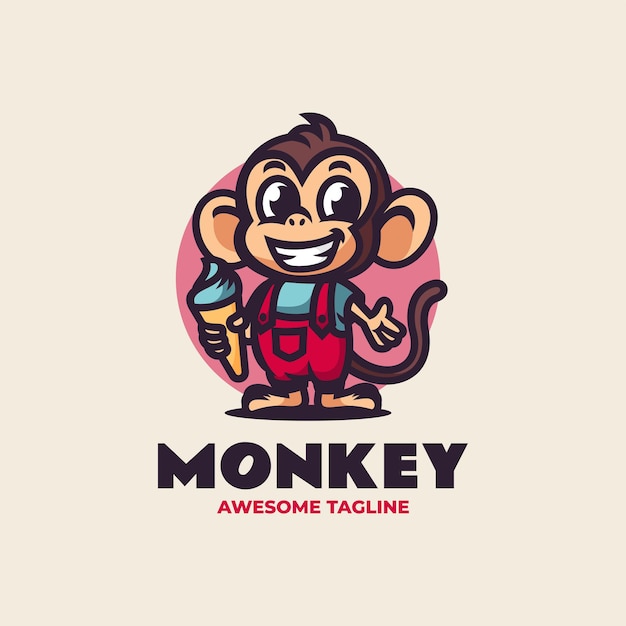 Vector vector logo illustration monkey mascot cartoon style