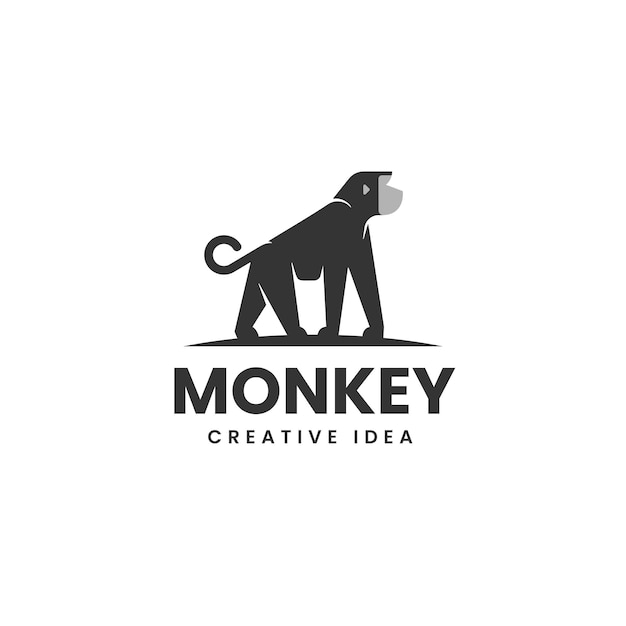 Vector Logo Illustration Monkey Silhouette Style