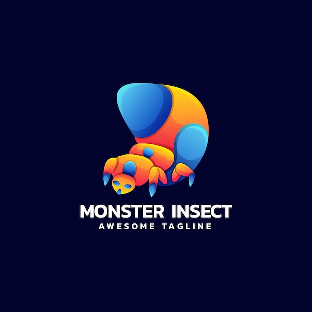Illustrazione del logo vettoriale stile colorato con gradiente di insetto mostro