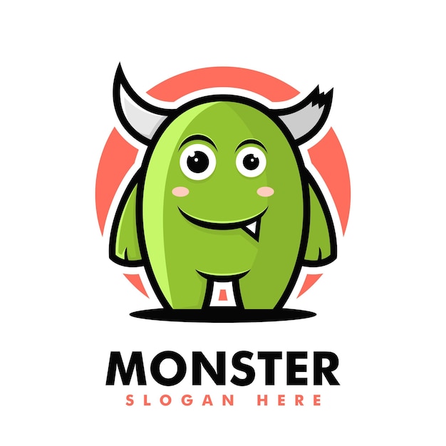 Vector Logo Illustration Monster Mascot Cartoon Style
