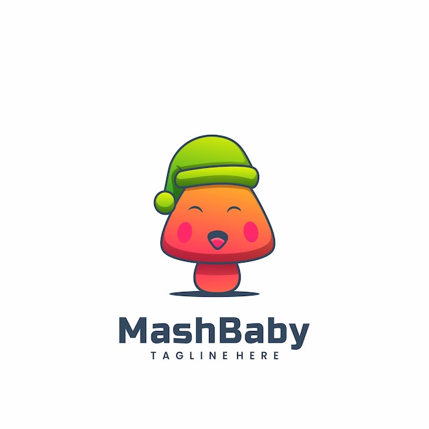 Vector Logo Illustration Mushroom Baby Gradient Colorful Style