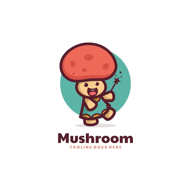 Vector vector logo illustration mushroom doll mascot cartoon style