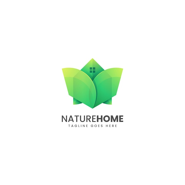 Vector Logo Illustration Nature Home Gradient Colorful Style.