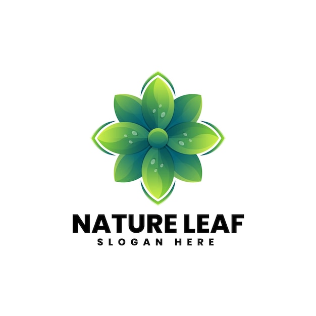 Vector Logo Illustration Nature Leaf Gradient Colorful Style.