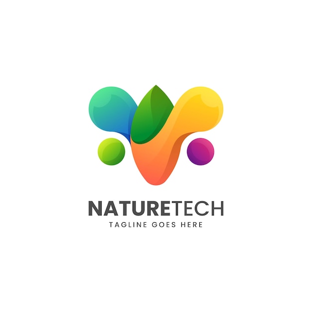 Векторные Иллюстрации Логотипа Природа Технологии Градиент Красочный Стиль
