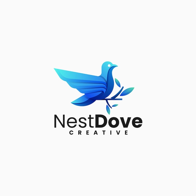 Vector vector logo illustration nest dove gradient colorful style