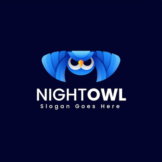 Vector logo illustration night owl gradient colorful style