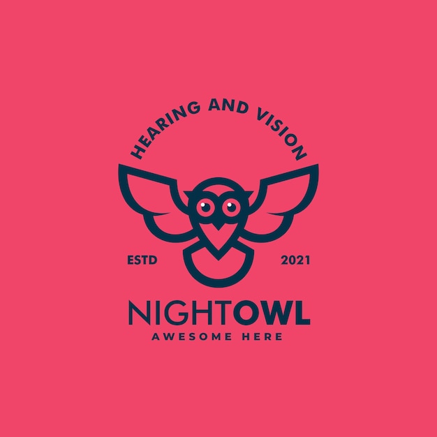 Vector vector logo illustration night owl vintage badge style