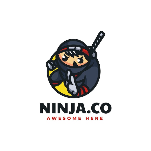 Illustrazione di logo di vettore stile del fumetto della mascotte del ninja