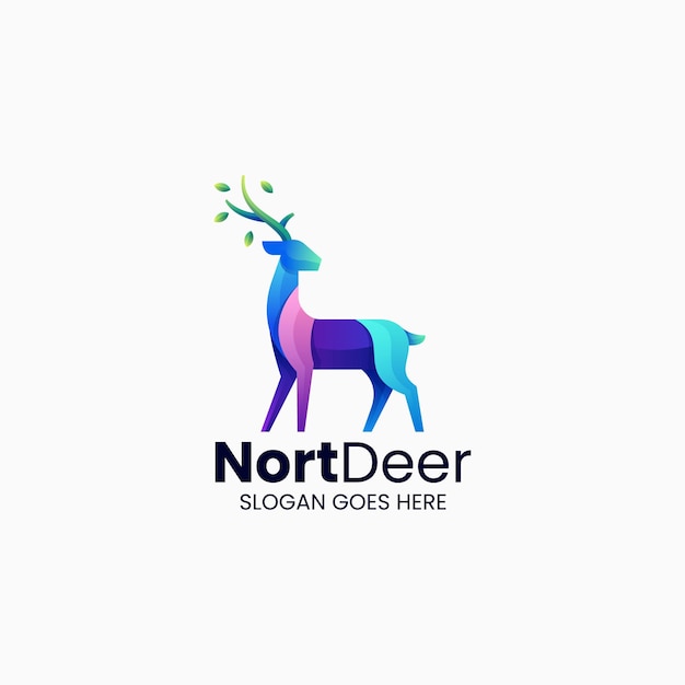 Vector Logo Illustration Nort Deer Gradient Colorful Style