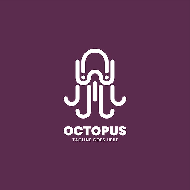 Vector Logo Illustration Octopus Line Art Style