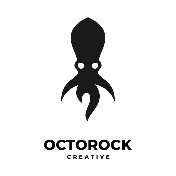 Vector vector logo illustration octopus silhouette style.