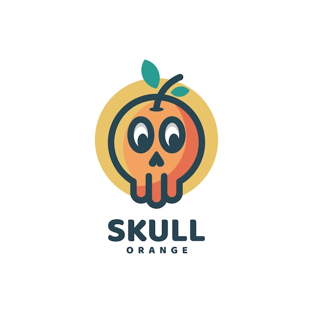 Vector Logo Illustration Orange Skull Dual Meaning Style