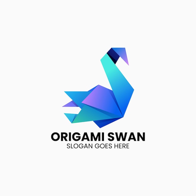 Векторные Иллюстрации Логотипа Оригами Лебедь Градиентом Красочный Стиль