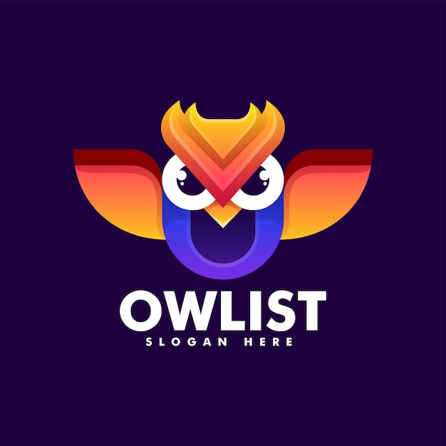 Vector Logo Illustration Owl Gradient Colorful Style